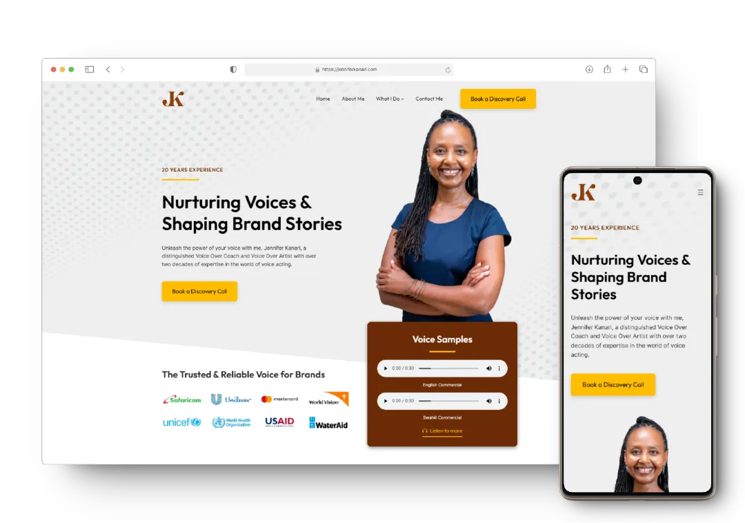 mock-up of Jennifer Kanari's website